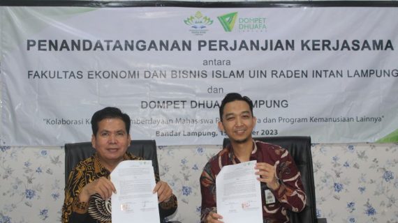 Dompet Dhuafa Lampung dan FEBI UIN Raden Intan Lampung Jalin Kerjasama Beasiswa Mahasiswa Berbasis Program Kantin Kontainer