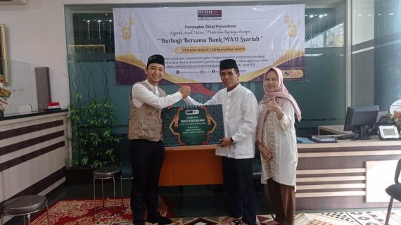 Bank Mitra Agro Usaha (MAU) Syariah Lampung Salurkan Zakat Perusahaan Melalui Dompet Dhuafa Lampung